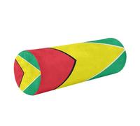 linqin Round Cylinder Bolster Pillow with Washable Cover for Cervical Support, Spondylosis, Pain Relief, & Spine Lumbar Traction, Guyana FlagOneSize