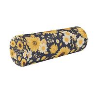 linqin Round Memory Foam Neck Pillow with Removable Cover Ergonomically Designed for Head, Back, and Legs, Dwarf Sunflower