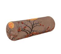 linqin Round Roll Cylinder Bolster Pillow with Removable Cover Ergonomically Designed Back, Spine Relief, Full Orange Moon & Tangerine TreeOneSize