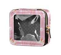 linqin Shrimps Hot Peach Clear Small Makeup Bag for Purse Toiletry Bags Portable Make Up Organizer for Women, Shrimps Hot Peach, One Size