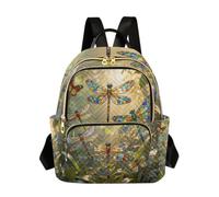 linqin Small Back Pack with Luggage Strap, Dragonflies Stained Glass, M, Fashion Backpack