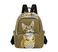 linqin Small Back Pack with Multi Zipper Pocket, Big Eyed Orange Tabby Kitten, M, Fashion Backpack