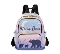 linqin Small Backpack with Multi Zipper Pocket, Mama Bear and Three Cubs, S, Fashion Backpack