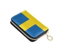 linqin Sweden Flag Art Compact Small Wallet for Women's RFID Blocking Soft Leather Anti-Theft On-the-Go