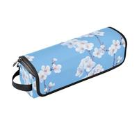 linqin Sweet Cherry Blossom Blue Hot Hair Tools Travel Bag with Iron Mat Curling Iron Travel Holder Storage Bag for Curling Iron Straightener Flat Hair Dryer Portable Organizer
