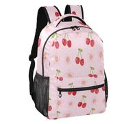 linqin Sweet Cherry Blossom Dot Multi Pocket Casual Backpack S, Sweet Cherry Blossom Dot, S, Backpack | Two Sizes Small 15L, Medium 18L Pressure Relief Straps Weekend Shopping Boys and Girls