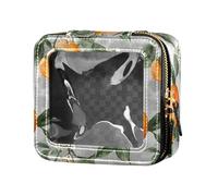 linqin Sweet Oranges Gray Cute Travel Makeup Bag Clear Toiletry Bag with Zipper Mini Makeup Containers for Traveling, Sweet Oranges Gray, One Size