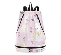 linqin Swim Bags for Swimmers Waterproof Beach Bag Beach Backpack Cute Cat for Women Men
