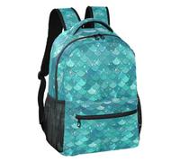 linqin Teal Ombre Mermaid Scale Adjustable Strap Kids Backpack S, Teal Ombre Mermaid Scale, M, Backpack