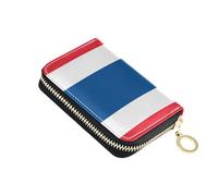 linqin Thailand Flag Palm-Sized Mini Card Wallet for Daily Carry Multi-Functional PU Leather Anti-Theft Travel Essential