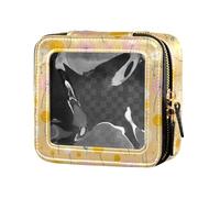 linqin Tiny Dandelion Flowers Clear Mini Makeup Bag Toiletry Bag Cosmetic Bag with Zipper for Women