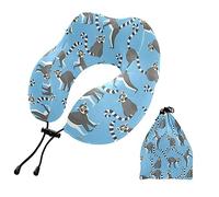 linqin Travel Pillow, Memory Foam Travel Neck Pillow Lemurs Madagascar U Shape Neck Support Soft Flight Pillow with Storage Bag for Sleeping Rest, Car, Home, Work Use