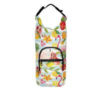 linqin Tropical Fruits Flamingo Water Bottle Carrier Adjustable Water Bottle Carrying Bag Bottle Water Holder Fits 20/24/32/40 oz Bottles