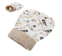 linqin Tunnel Hideaway Cold Weather White Black Birds Cat Bed Bags for Cats Soft & Safe Semienclosed