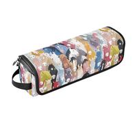 linqin Vibrant Horse Hair Tool Travel Bag with Heat Resistant Pad Carrying Case Flat Curling Iron Waterproof Organizer for Flat Irons, Straighteners, Curling Irons Trave Case for Women, Vibrant Horse,