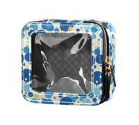 linqin Vibrant Navy Blue Dots Cute Travel Makeup Bag Clear Travel Toiletry Bag Cosmetic Organizer Case for Traveling, Vibrant Navy Blue Dots, 1 size, Vibrant Navy Blue Dots, 1 size