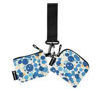 linqin Vibrant Navy Blue Dots Dual Coin Purse Credit Card Holder Wallet Slim Portable Zipper Wristlet Wallet with Wristle Strap for Ladies Girls 2 Pcs, Vibrant Navy Blue Dots, One Size