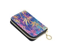 linqin Vibrant Tree Tie-dye Mini Mini Card Wallet for Ladies' RFID Blocking Soft Leather Anti-Theft On-the-Go