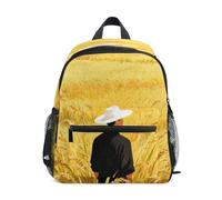 linqin Wheat Field Man with White Hat backpack for kids boys 2nd grade leash book bags with name tag for boys bookbags for kids 6-8 mochilas para ni?as de 3 a?os