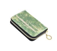 linqin White Birch Green Compact Mini Card Wallet for Daily Carry RFID Blocking PU Leather 2 Coin Pockets On-the-Go