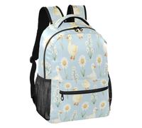 linqin White Duck Daisy Flower Adjustable Strap School Backpack, White Duck Daisy Flower, S, Backpack