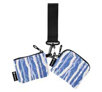 linqin White Trees Blue Dual Wristlet Wallets for Women Minimalist Zipper Cash Coin Purse with Wristle Strap for Work Travel 2 Packs, White Trees Blue, One Size