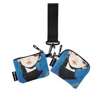 linqin Wild Asian Women Blue Dual Wristlet Wallets for Women Thin Flat Credit Card Wallet Organizer with Wristle Strap for Women Men 2 Packs, Wild Asian Women Blue, One Size