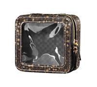 linqin Wild Flowers Dark Clear Makeup Bag Travel Toiletry Bag Makeup Bag Organizer for Women, Wild Flowers Dark, One Size