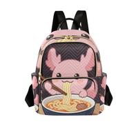 linqin Womens Backpack Purse with Luggage Strap, Funny Axolotl Noodle, S, Fashion Backpack | Breathable Back Panel, City Walking, Funny Axolotl Noodle