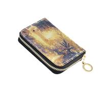 linqin Yellow Alpacas Palm-Sized Card Case for Travel Essential RFID Blocking Soft Leather Anti-Theft On-the-Go