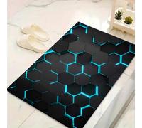 LinQton Geometric Door Mat Modern Geometric Hexagonal Doormat Black White Checkered Carpet Abstract Plaid Grid Stereoscopic Brick Wall Design Non-Slip Entry Mat (Color 5,150x210cm)