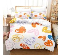 LinQton Love Heart Duvet Cover Set, 3 Piece Romantic Love Themed Bedding Set, 3 Piece Valentines Day Duvet Cover, Ultra Soft Microfiber with Zipper & Pillowcases (Style 1,Single)