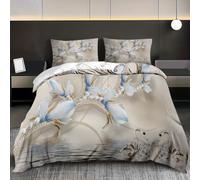 LinQton Modern Luxury Flower Bedding Set,Floral Duvet Cover Set 3-Piece,Ultra Soft Microfiber Comfortable Duvet Cover Dreaming Gerden Style Bedding for Bedroom Guest Room Decor (Style 7,King)