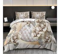 LinQton Modern Luxury Flower Bedding Set,Floral Duvet Cover Set 3-Piece,Ultra Soft Microfiber Comfortable Duvet Cover Dreaming Gerden Style Bedding for Bedroom Guest Room Decor (Style 3,Super King)