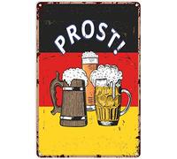 LINQWkk Beer Decor Party Patriotic German Beer Metal Sign Decor Tin Aluminum Sign Wall Art Metal Poster for Man Cave Bar Garage 12x8 inch