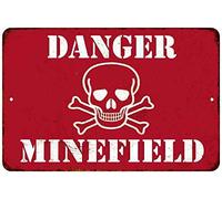 LINQWkk Danger Minefield Vintage Retro Pub,Bar,Restaurant,Coffee bar, Vintage Art Wall Poster Plaque Decor 8x12 Metal Sign 8x12inch