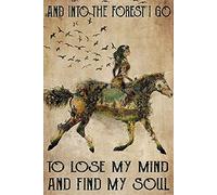 LINQWkk Metal Tin Retro Sign - Horse Girl | Into The Forest I Go To Lose My Mind and Find My Soul,Horse Girl Sign,Bar Cafe Pub Club Wall Decor Retro Vintage 8x12inch