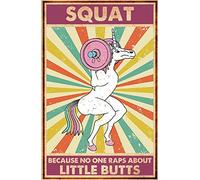 LINQWkk Metal Tin Retro Sign-Squat Because No One Raps About Little Butts Metal Poster, Funny horse Sign, Motivational Sign, Squat funny wall art, Home Gym decor,Bedroom Wall Art Artwork 8x12 Inch