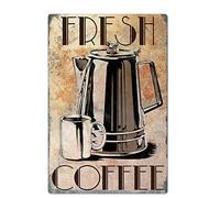 LINQWkk Original Vintage Design Coffee Tin Metal Wall Art Sign, Tinplate Wall Decoration for Coffee Corner/Kitchen/Cafe