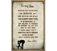 LINQWkk To My Son From Dad Poster & Canvas Father's Day Gift From Son Home Decor Funny Bedroom Decor Motivational Wall Art Sign Family Decor Christmas Birthday Gift 12x18 Inches