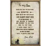 LINQWkk To My Son From Dad Poster & Canvas Father's Day Gift From Son Home Decor Funny Bedroom Decor Motivational Family Wall Art Sign Family Decor Christmas Birthday Gift 12x18 Inches
