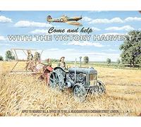 LINQWkk Victory Harvest. Farm Tractor Spitfire Land Army War WW2 Metal Tin Sign Wall Poster Vintage Wall Decor 8x12inch