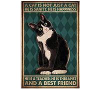 LINQWkk Vintage Wall Poster Metal Plaque,Cat Is Not Just A Cat,Art Metal Wall Poster, Retro Style, Funny Cat, Living Room Garden Bedroom Office Hotel Cafe Bar Decor 8x12inch