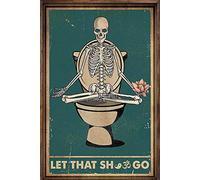 LINQWkk Yoga Meditation Let That Shit Go Metal Tin Retro Sign Wall Poster Plaque for Home Kitchen Bar Coffee Shop 8x12inch