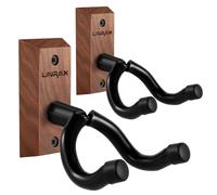 Linrax GH1 Guitar Wall Mount, 2 Pack Guitar Wall Hanger, Black Walnut Wall Hook with Screws, U-Shaped Guitar Holder for Acoustic Guitar Electric Guitar Bass Banjo Mandolin, Guitar Wall Stand