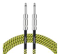 LINRAX Guitar Cable, 6.35mm Guitar Cord Nylon Braided, 3m/10ft Instrument Cable for Electric Guitar Bass Amplifier Speaker Keyboard Mixer Equalizer, 1/4" TS Audio Cable Straight Plug, Black & Gold