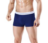 LinRim Boxer Shorts Men's Underwear Men's Cotton Soft Underwear Boxer Shorts Plain Boxer Shorts Comfortable Underwear Fit Underwear Mid Waist Men's Underpants, navy, XL