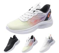 LinRim Men's Running Shoes, Sporty Trainers with Memory Foam in Sporty Design, Elastic Laces, Breathable Sports Shoes, Leisure Road Running Shoes, orange, 9.5 UK