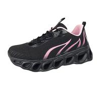 LinRim Sports Shoes Men Women Flame Pattern Running Shoes Trainers Trainers Breathable Road Running Shoes Trainers for Outdoor Fitness Gym Walking Shoes, black, 10 UK