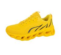 LinRim Sports Shoes Men Women Flame Pattern Running Shoes Trainers Trainers Breathable Road Running Shoes Trainers for Outdoor Fitness Gym Walking Shoes, yellow, 36 EU